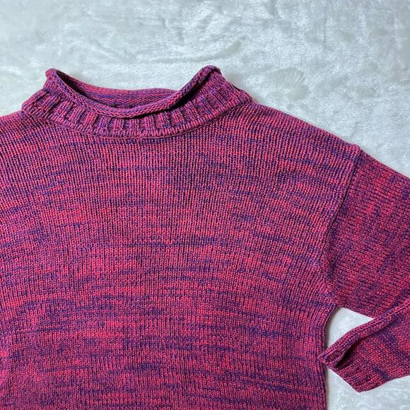 Lands End RollNeck Sweater Womens Extra Large XL Fisherman Birdseye Cotton - Picture 1 of 8